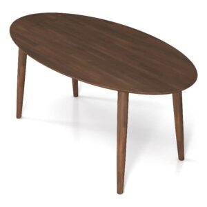 rivol mid century modern style solid wood walnut oval 67" dining table