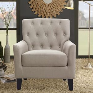 rosevera brayle rosevara furniture reading small arm living room comfy accent bedroom chairs, office, standard, arm rest|tufted back|high quantity padded seat, polyester, warm beige