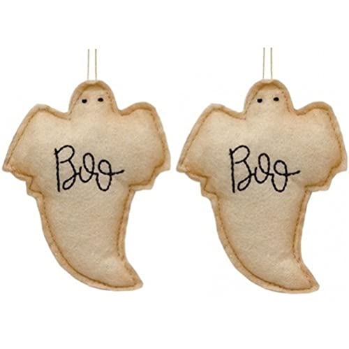 Cottagecore Ghost Halloween Ornament Set, Farmhouse Primitive Prim Country Decor by Christmas Market Ornaments (2 Pieces) - Felt Boo