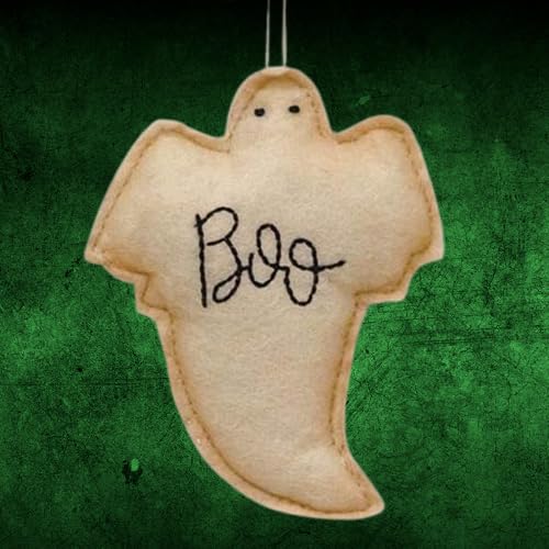 Cottagecore Ghost Halloween Ornament Set, Farmhouse Primitive Prim Country Decor by Christmas Market Ornaments (2 Pieces) - Felt Boo