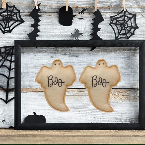 Cottagecore Ghost Halloween Ornament Set, Farmhouse Primitive Prim Country Decor by Christmas Market Ornaments (2 Pieces) - Felt Boo