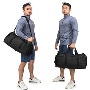 QT&QY 40L Military Tactical Duffle Bag For Men Sport Gym Fitness Tote Travel Training Workout With Shoe Compartment Basketball Football Weekender