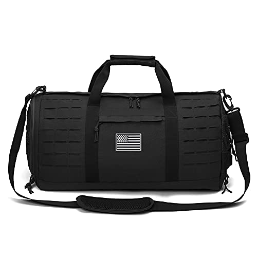 QT&QY 40L Military Tactical Duffle Bag For Men Sport Gym Fitness Tote Travel Training Workout With Shoe Compartment Basketball Football Weekender