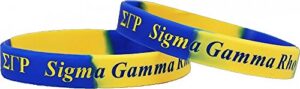 sigma gamma rho color swirl silicone bracelet [pack of 2 - blue/gold - 8inch] 93908