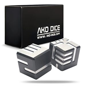 AKO DICE I - Gunmetal - Custom Metal dice Version 1 by AKO Dice. 16mm D6 Game dice with Redesign Concept.