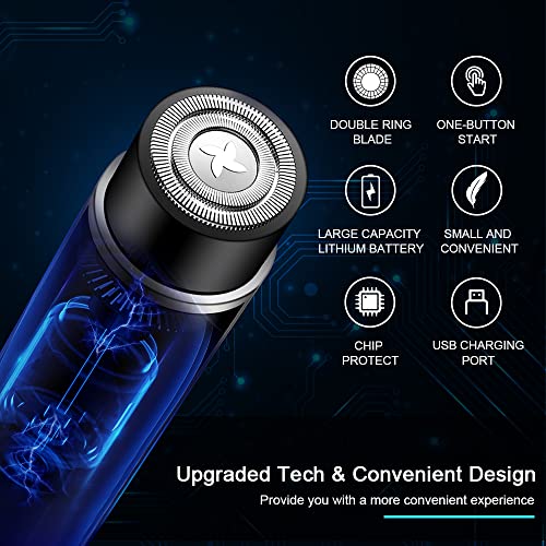 ARECTECH Electric Razor Mini Razor Pocket Razor for Men USB Rechargeable LED Battery Display Best for Travel Shaves Touch Up Shaves Cordless Blue