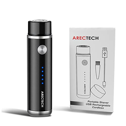 ARECTECH Electric Razor Mini Razor Pocket Razor for Men USB Rechargeable LED Battery Display Best for Travel Shaves Touch Up Shaves Cordless Black