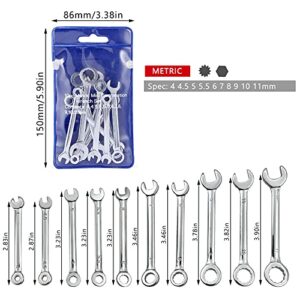 QYQRQF Mini Wrench Set Open End Wrench Combination Wrench Sets With Chain Ring Metric Type Wrenches (10pcs)