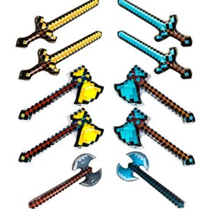 cagemoga 10 pieces inflatable axe pixel craft swords inflatable sword for boys girls halloween carnival party supplies