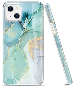 luolnh gold glitter sparkle case compatible with iphone 13 mini case marble design shockproof slim soft silicone tpu bumper cover phone case for iphone 13 mini 5.4 inch 2021-abstract mint
