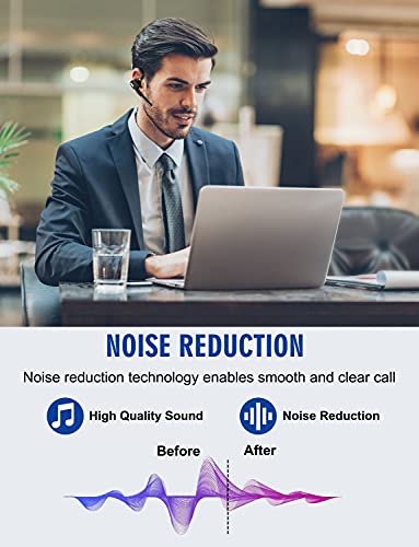 DECHOYECHO Bluetooth Headset V5.1, Wireless Headset with Battery Display Charging Case, Bluetooth Earpiece with Noise Canceling Mic for Driving, Office, Business, Compatible with Cell Phone and PC