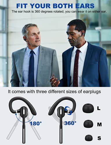 DECHOYECHO Bluetooth Headset V5.1, Wireless Headset with Battery Display Charging Case, Bluetooth Earpiece with Noise Canceling Mic for Driving, Office, Business, Compatible with Cell Phone and PC