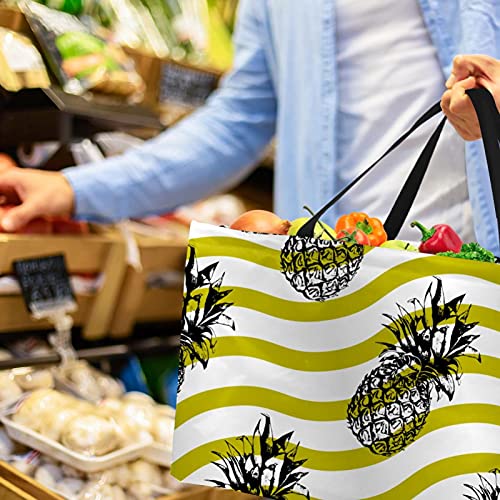 50L Shopper Bags Ananas Waves Collapsible Shopping Box Grocery Tote Bag with Handles, Reusable