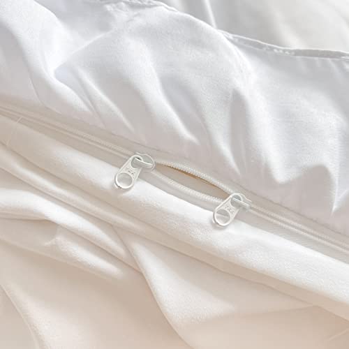 MOOWOO Chic Ruffle Lace Polyester Duvet Cover Set -Girl White Bedding-2 Piece Twin Duvet Cover with Zipper Closure -Ultra Soft and Light Weight(White, Twin)