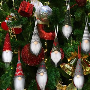 Christmas Ornaments Christmas Tree Hanging Gnomes Ornaments Handmade Swedish Tomte Decorations Plush Scandinavian Santa Elf Hanging Dolls for Christmas Holiday Party Decorations(16 Pieces)