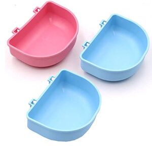 3 pcs rabbit feeder with hook food and water bowl on cage for rabbit/guinea pig/chinchilla/bunny,plastic