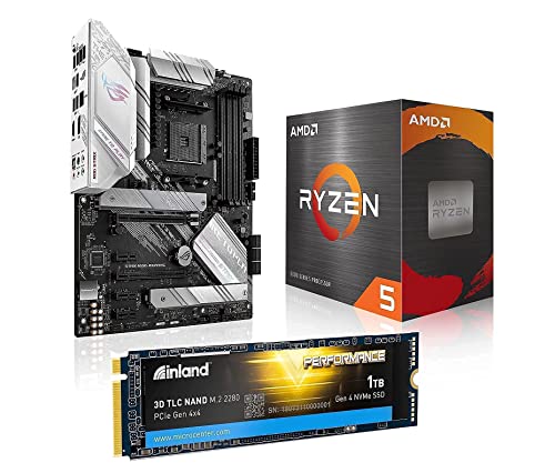 INLAND Performance 1TB PCIe Gen 4.0 SSD + Micro Center AMD Ryzen 5 5600X Desktop Processor Bundle with ASUS ROG Strix B550-A AMD AM4 Zen 3 Ryzen 5000 ATX Gaming Motherboard