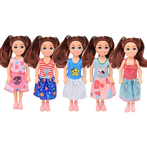 Lembani 20 Sets 6 inch Chelsea Girl Doll Clothes Set. Coloful 20 Dresses Clothes and Accessories Kids Birthday Gift for 3 to 7 Year Olds