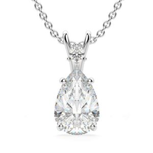 eraa jewel island girl pendant 4.00ct, pear brilliant cut, colorless moissanite stone, 925 sterling silver, pendants for women daily wear, great for gift or as you want