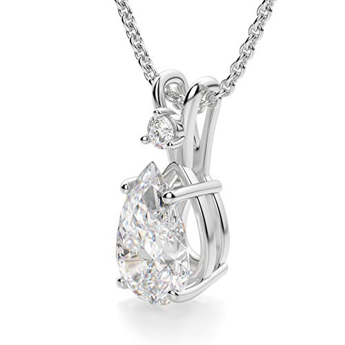 ERAA Jewel Island Girl Pendant 4.00CT, Pear Brilliant Cut, Colorless Moissanite Stone, 925 Sterling Silver, Pendants for Women Daily Wear, Great for Gift Or As You Want