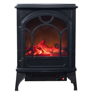 electric fireplace-indoor freestanding space heater with faux log and flame effect-warm classic style for bedroom, living room and more by northwest