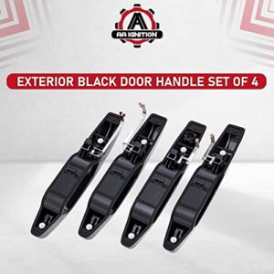 Exterior Black Door Handle Set of 4 - Compatible with Chevy, Cadillac & GMC Vehicles - 2007-2014 Silverado, Tahoe, Escalade, Sierra, Yukon, Avalanche - Replaces 15915659, 20828237, 20954796