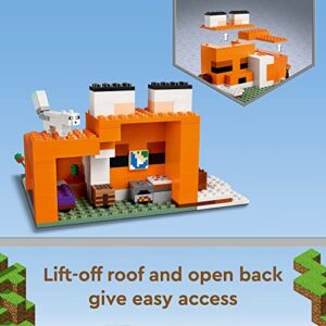 LEGO Minecraft The Fox Lodge House 21178 Animal Toys with Drowned Zombie Figure, Birthday Gift for Kids, Boys and Girls Age 8 Plus Years Old