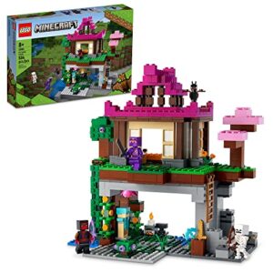 lego minecraft the training grounds house building set, 21183 cave toy, gifts for kids, boys and girls with skeleton, ninja, rogue and bat figures