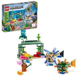 lego minecraft the guardian battle set, 21180 coral fish toy, gifts for kids, boys and girls age 8 plus with mobs figures