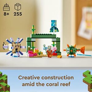 LEGO Minecraft The Guardian Battle Set, 21180 Coral Fish Toy, Gifts for Kids, Boys and Girls Age 8 Plus with Mobs Figures