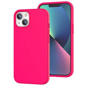 k tomoto compatible with iphone 13 case, [drop protection] [anti-scratch] shockproof liquid silicone anti-fingerprint cover with microfiber lining phone case for iphone 13 6.1" (2021), hot pink