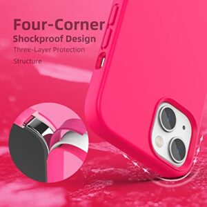 K TOMOTO Compatible with iPhone 13 Case, [Drop Protection] [Anti-Scratch] Shockproof Liquid Silicone Anti-Fingerprint Cover with Microfiber Lining Phone Case for iPhone 13 6.1" (2021), Hot Pink