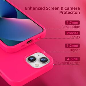 K TOMOTO Compatible with iPhone 13 Case, [Drop Protection] [Anti-Scratch] Shockproof Liquid Silicone Anti-Fingerprint Cover with Microfiber Lining Phone Case for iPhone 13 6.1" (2021), Hot Pink