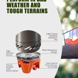 Portable Backpacking Stove WILD-WIND X0 Lightweight Camping Stove Cooking System 1 Liter Pot, One-Piece Design Camp Stove Propane for Hiking, Fishing, Hunting Emergency & Survival (organe)