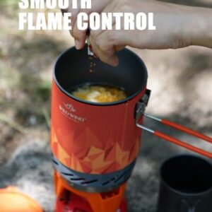 Portable Backpacking Stove WILD-WIND X0 Lightweight Camping Stove Cooking System 1 Liter Pot, One-Piece Design Camp Stove Propane for Hiking, Fishing, Hunting Emergency & Survival (organe)