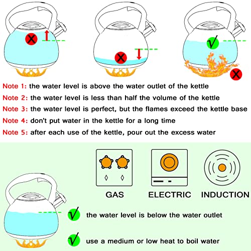 GGC Tea Kettle for Stove Top, Loud Whistling Kettle for Boiling Water Coffee or Milk, 2.7 Quart 3L Heavy Stainless Steel Black Kettle with Wood Pattern Handle, Unique Button Control Kettle Outlet