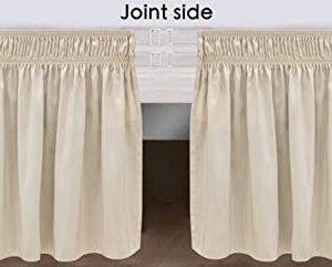 Biscaynebay Wrap Around Bed Skirts for Queen Beds 15" Drop, Light Camel Elastic Dust Ruffles with Adjustable Belts Silky Luxrious Fabric Machine Washable