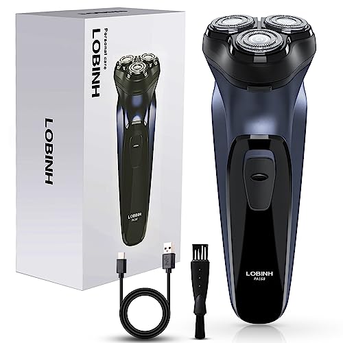 LOBINH Electric Razor for Men, Rechargeable Electric Rotary Shaver, Washable Shaving Head, USB Type-C 1.5 Hour Fast USB Charging, 4D Floating Head, Gifts for Fathers Or Valentines Day- PA168