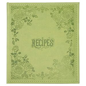 cofice recipe book to write in your own recipes, 8.5x9.5 recipe ring binder with pu faux leather cover, 4x6 cards and tabbed dividers, green