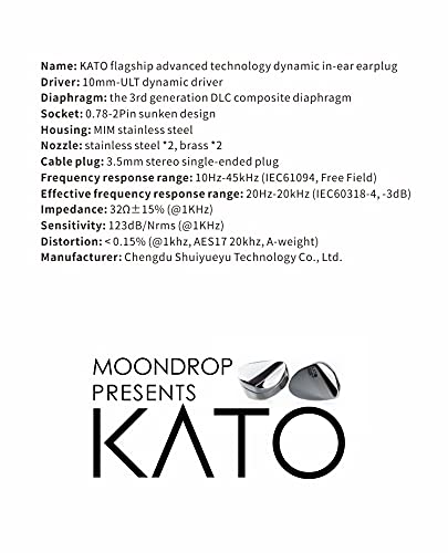 Moondrop KATO Earphone DLC Composite Diaphragm Advanced Ultra Linear Technology Dynamic in-Ear Earplug Mirror Silver