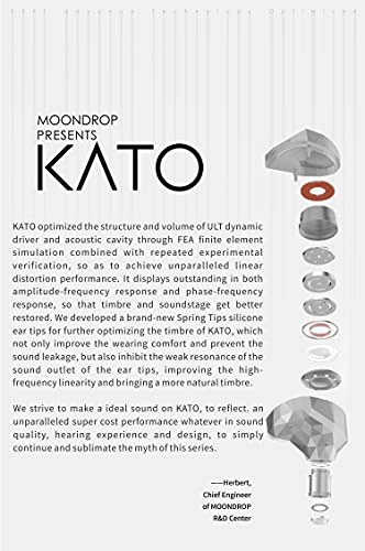 Moondrop KATO Earphone DLC Composite Diaphragm Advanced Ultra Linear Technology Dynamic in-Ear Earplug Mirror Silver