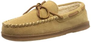 sperry men's trapper moccasin slippers with rawhide leather lacing, lightweight hardsole moccasin slippers for men, tan, 9 m