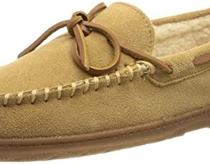 Sperry Men's Trapper Moccasin Slippers with Rawhide Leather Lacing, Lightweight Hardsole Moccasin Slippers for Men, Tan, 9 M