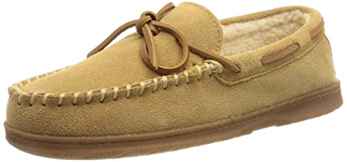 Sperry Men's Trapper Moccasin Slippers with Rawhide Leather Lacing, Lightweight Hardsole Moccasin Slippers for Men, Tan, 9 M