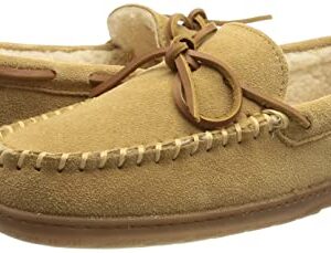 Sperry Men's Trapper Moccasin Slippers with Rawhide Leather Lacing, Lightweight Hardsole Moccasin Slippers for Men, Tan, 9 M