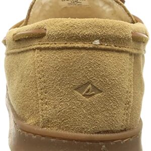 Sperry Men's Trapper Moccasin Slippers with Rawhide Leather Lacing, Lightweight Hardsole Moccasin Slippers for Men, Tan, 9 M