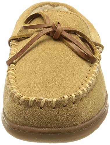 Sperry Men's Trapper Moccasin Slippers with Rawhide Leather Lacing, Lightweight Hardsole Moccasin Slippers for Men, Tan, 9 M