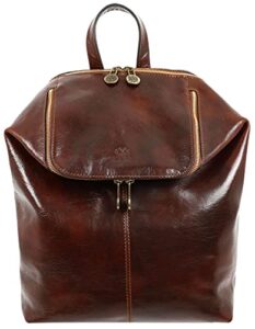 time resistance leather backpack vintage rucksack business backpack unisex bag brown
