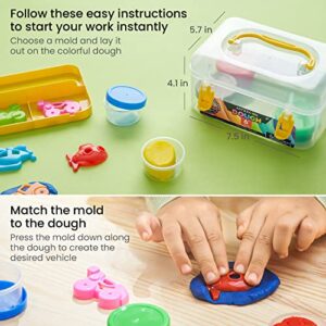 Arteza Kids Play Dough, 6 Transportation Molds, 6 Colors, 1-oz Tubs, Soft, Art Supplies for Kids Crafts, Birthday Gifts for Boys and Girls