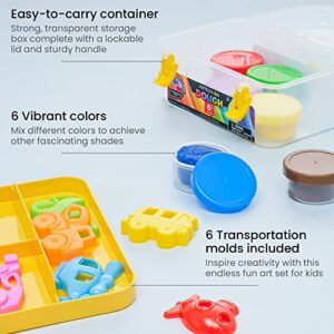 Arteza Kids Play Dough, 6 Transportation Molds, 6 Colors, 1-oz Tubs, Soft, Art Supplies for Kids Crafts, Birthday Gifts for Boys and Girls